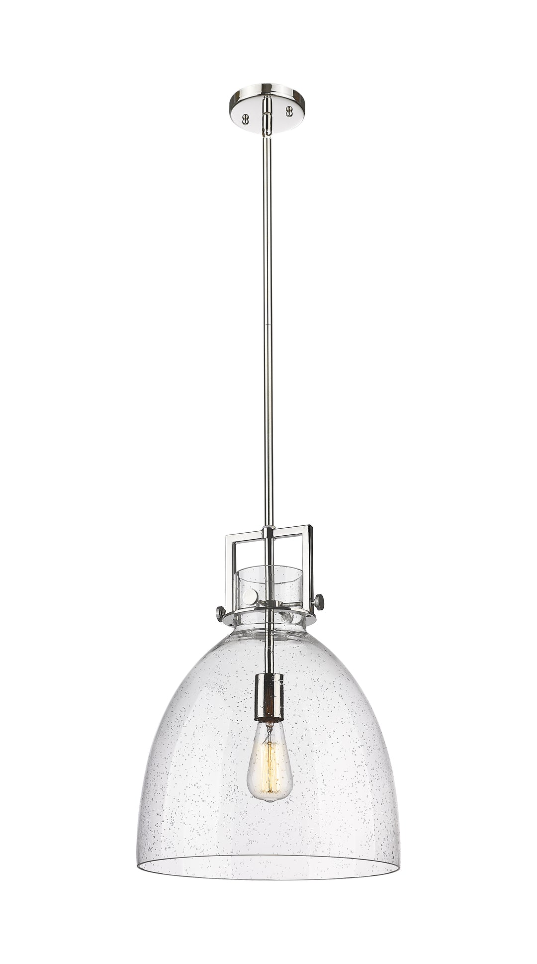 Innovations Lighting Newton Bell 14" Pendant - Polished Nickel Pendants Innovations Lighting Seedy ; Glass Type: Seeded  