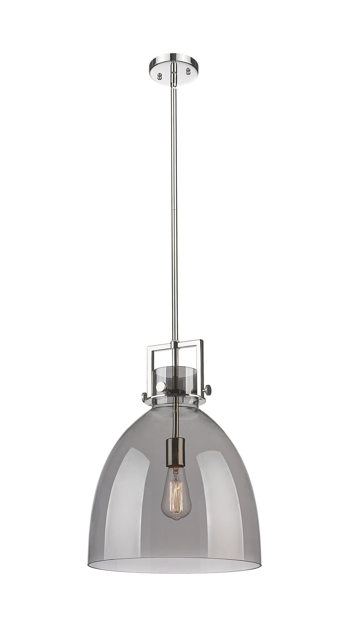 Innovations Lighting Newton Bell 14" Pendant - Polished Nickel Pendants Innovations Lighting Light Smoke ; Glass Type: Smoked  