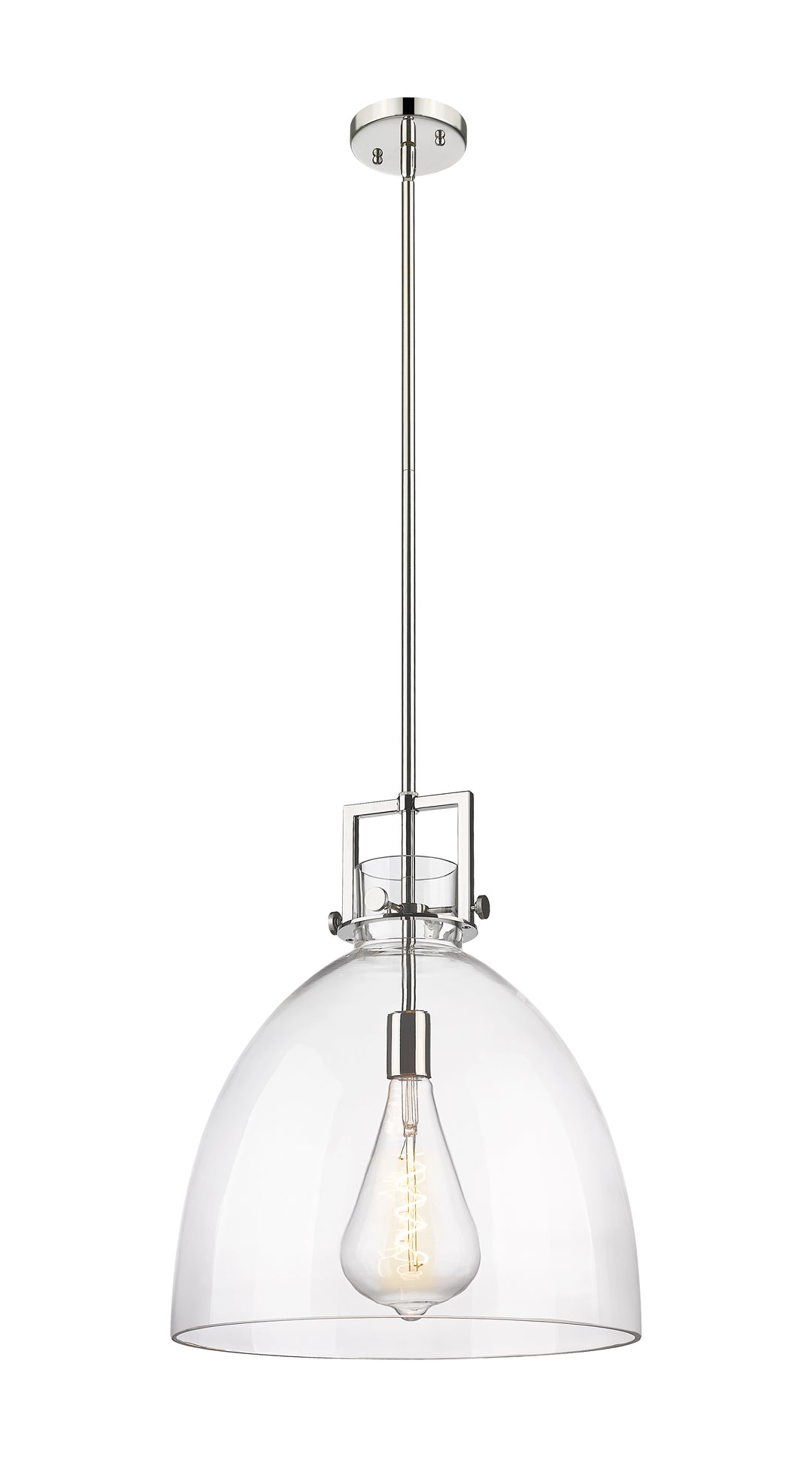 Innovations Lighting Newton Bell 16" Pendant - Polished Nickel Pendants Innovations Lighting Clear ; Glass Type: Clear  