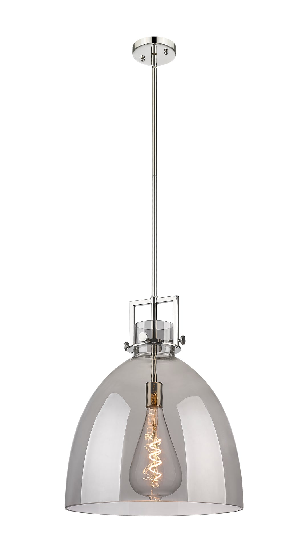 Innovations Lighting Newton Bell 16" Pendant - Polished Nickel Pendants Innovations Lighting Light Smoke ; Glass Type: Smoked  