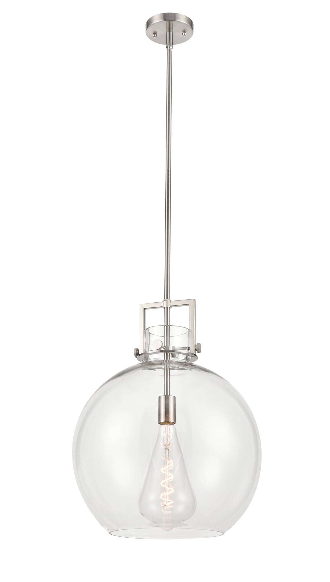 Innovations Lighting Newton Sphere 16" Pendant - Satin Nickel Pendants Innovations Lighting Clear ; Glass Type: Clear  