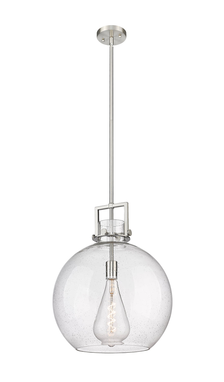 Innovations Lighting Newton Sphere 16" Pendant - Satin Nickel Pendants Innovations Lighting Seedy ; Glass Type: Seeded  