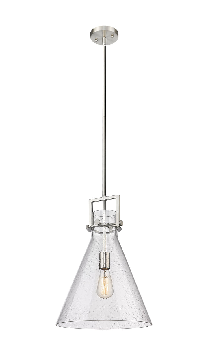 Innovations Lighting Newton Cone 14" Pendant - Brushed Satin Nickel Pendants Innovations Lighting Seedy ; Glass Type: Transparent  