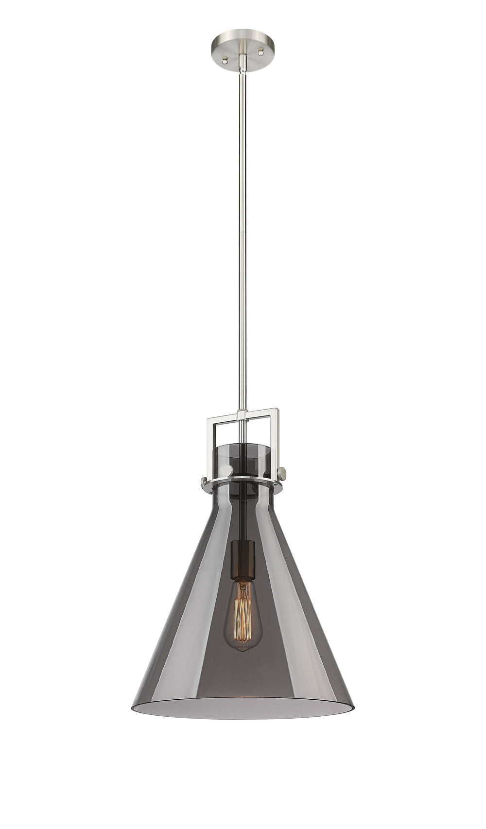 Innovations Lighting Newton Cone 14" Pendant - Brushed Satin Nickel Pendants Innovations Lighting Light Smoke ; Glass Type: Smoked  