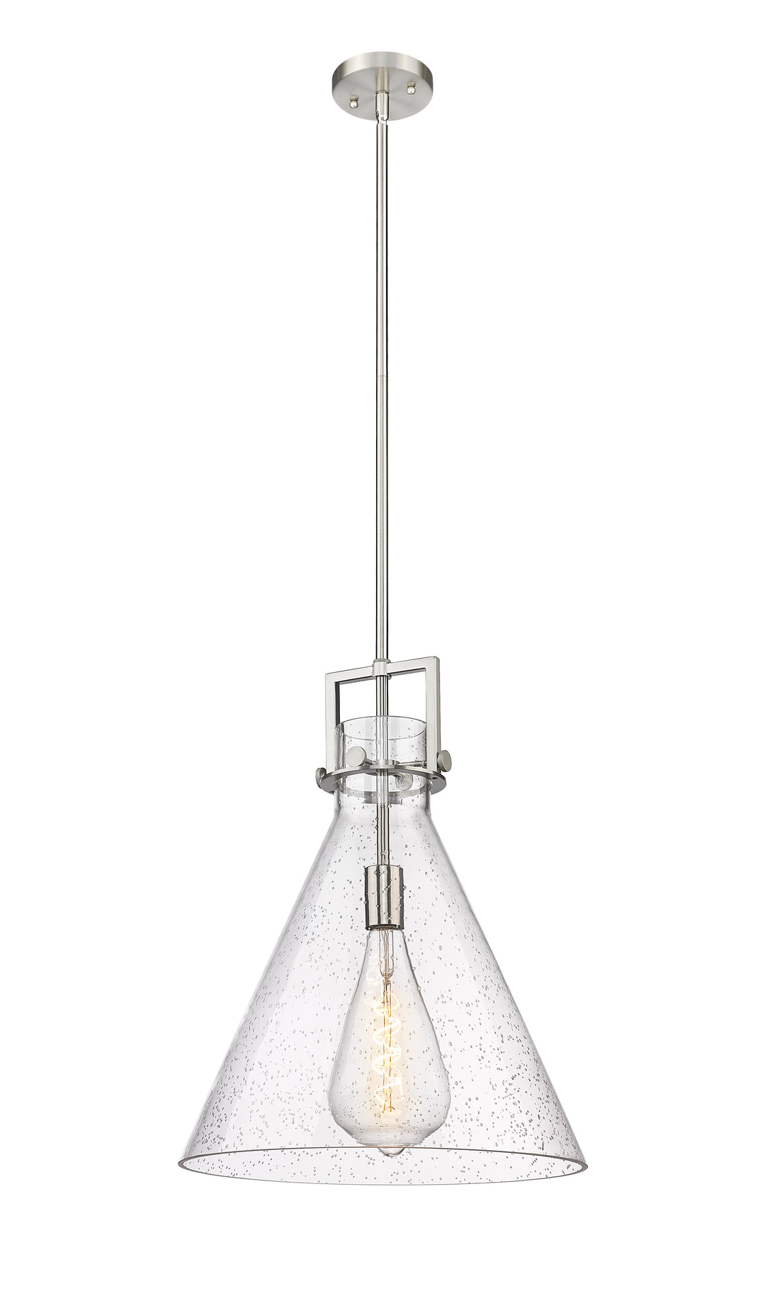 Innovations Lighting Newton Cone 16" Pendant - Brushed Satin Nickel Pendants Innovations Lighting Seedy ; Glass Type: Transparent  