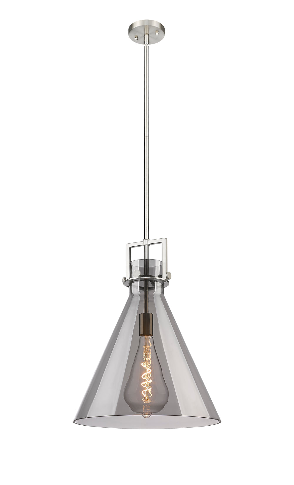 Innovations Lighting Newton Cone 16" Pendant - Brushed Satin Nickel Pendants Innovations Lighting Light Smoke ; Glass Type: Smoked  