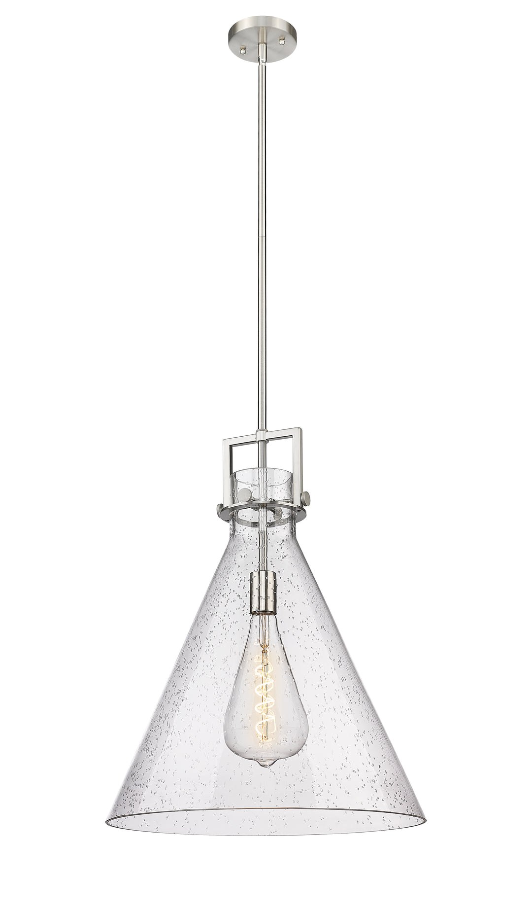 Innovations Lighting Newton Cone 18" Pendant - Brushed Satin Nickel Pendants Innovations Lighting Seedy ; Glass Type: Transparent  