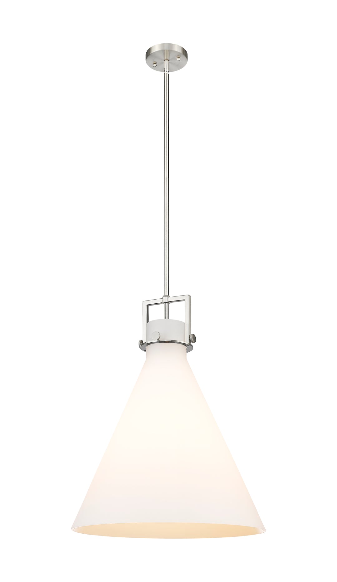 Innovations Lighting Newton Cone 18" Pendant - Brushed Satin Nickel Pendants Innovations Lighting White ; Glass Type: Frosted  