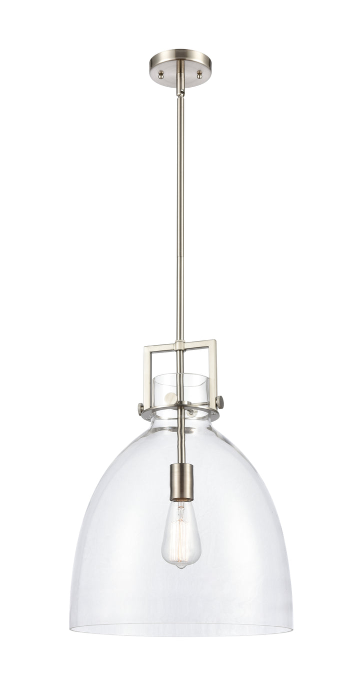 Innovations Lighting Newton Bell 14" Pendant - Satin Nickel Pendants Innovations Lighting Clear ; Glass Type: Clear  