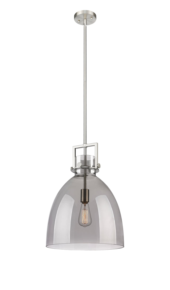 Innovations Lighting Newton Bell 14" Pendant - Satin Nickel Pendants Innovations Lighting Light Smoke ; Glass Type: Smoked  