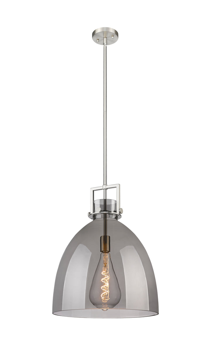 Innovations Lighting Newton Bell 16" Pendant - Satin Nickel Pendants Innovations Lighting Light Smoke ; Glass Type: Smoked  