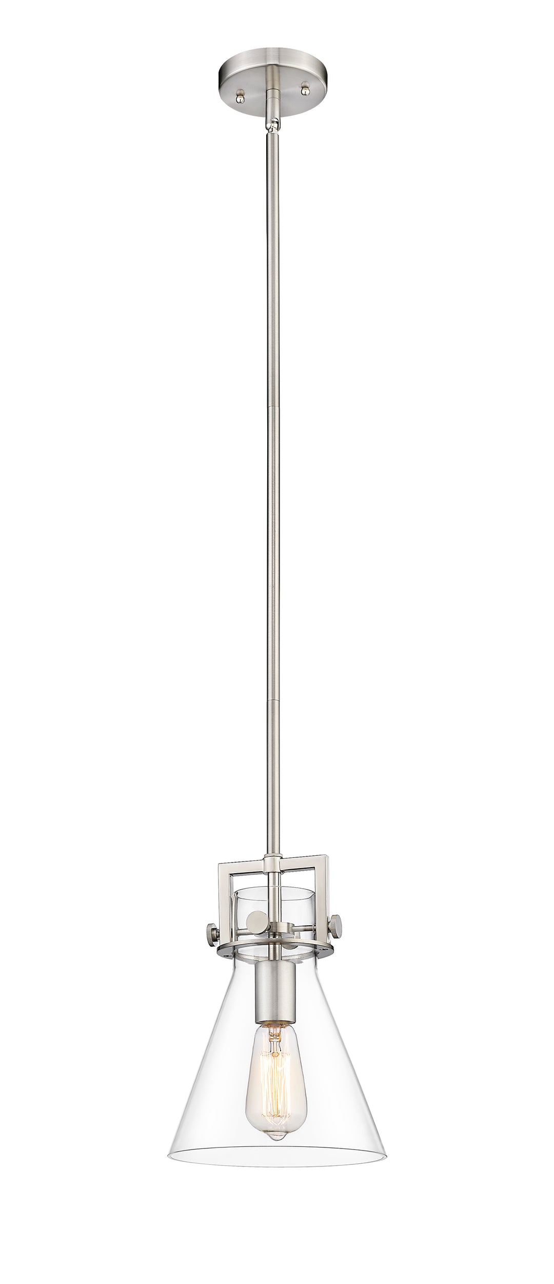 Innovations Lighting Newton Cone 8" Mini Pendant - Satin Nickel