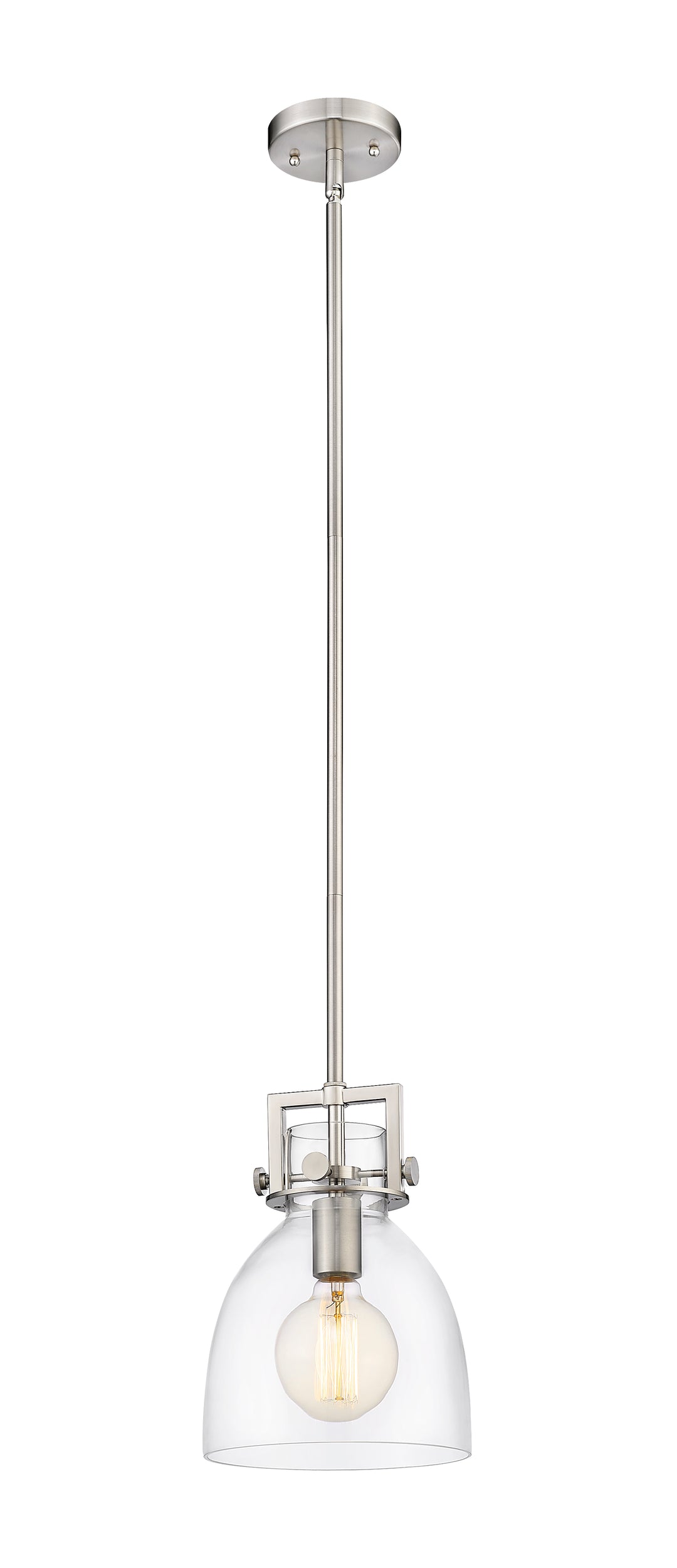 Innovations Lighting Newton Bell 8" Mini Pendant - Satin Nickel