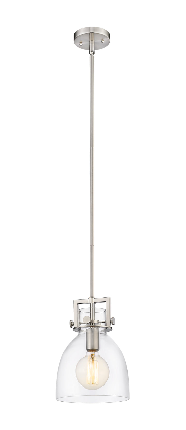 Innovations Lighting Newton Bell 8" Mini Pendant - Satin Nickel