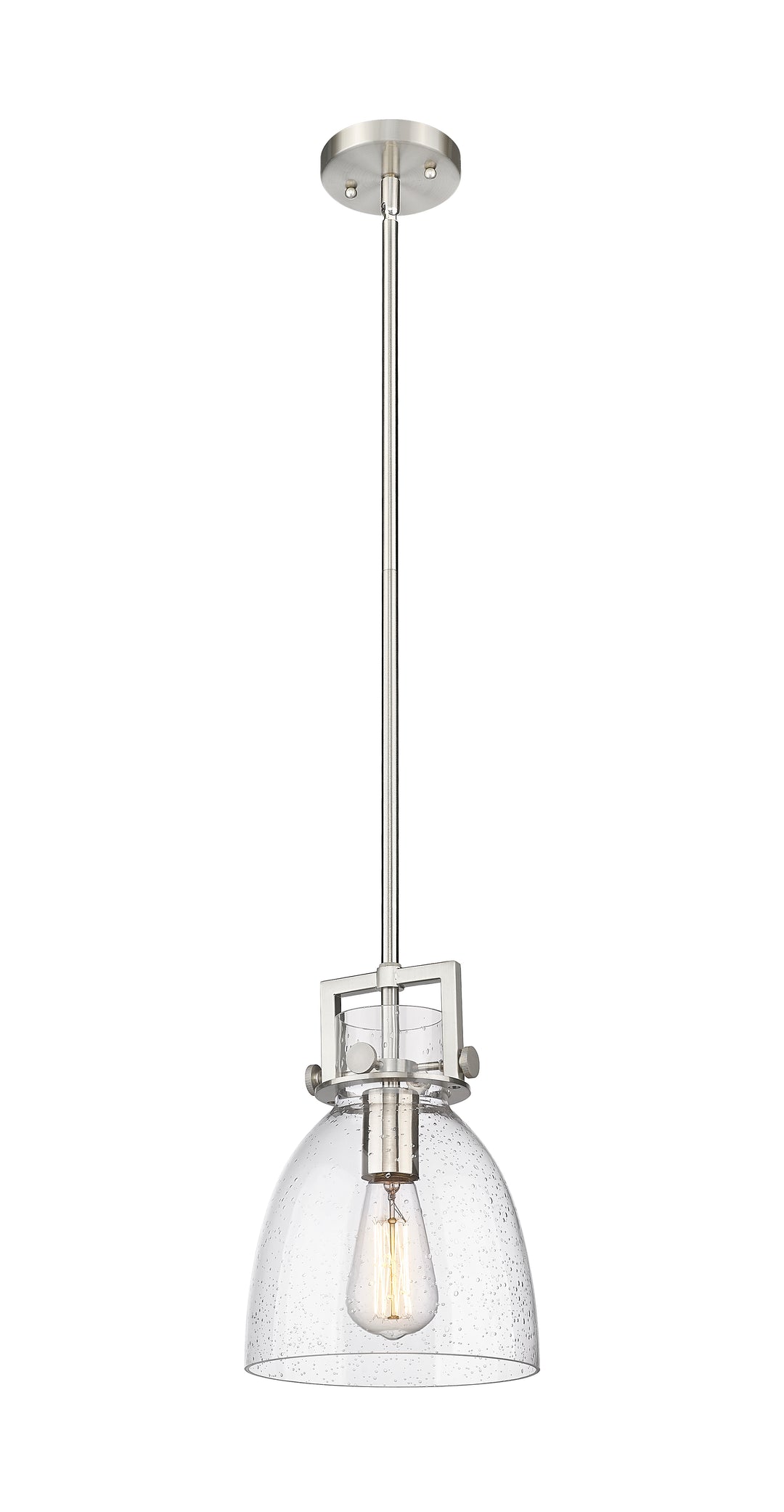 Innovations Lighting Newton Bell 8" Mini Pendant - Satin Nickel