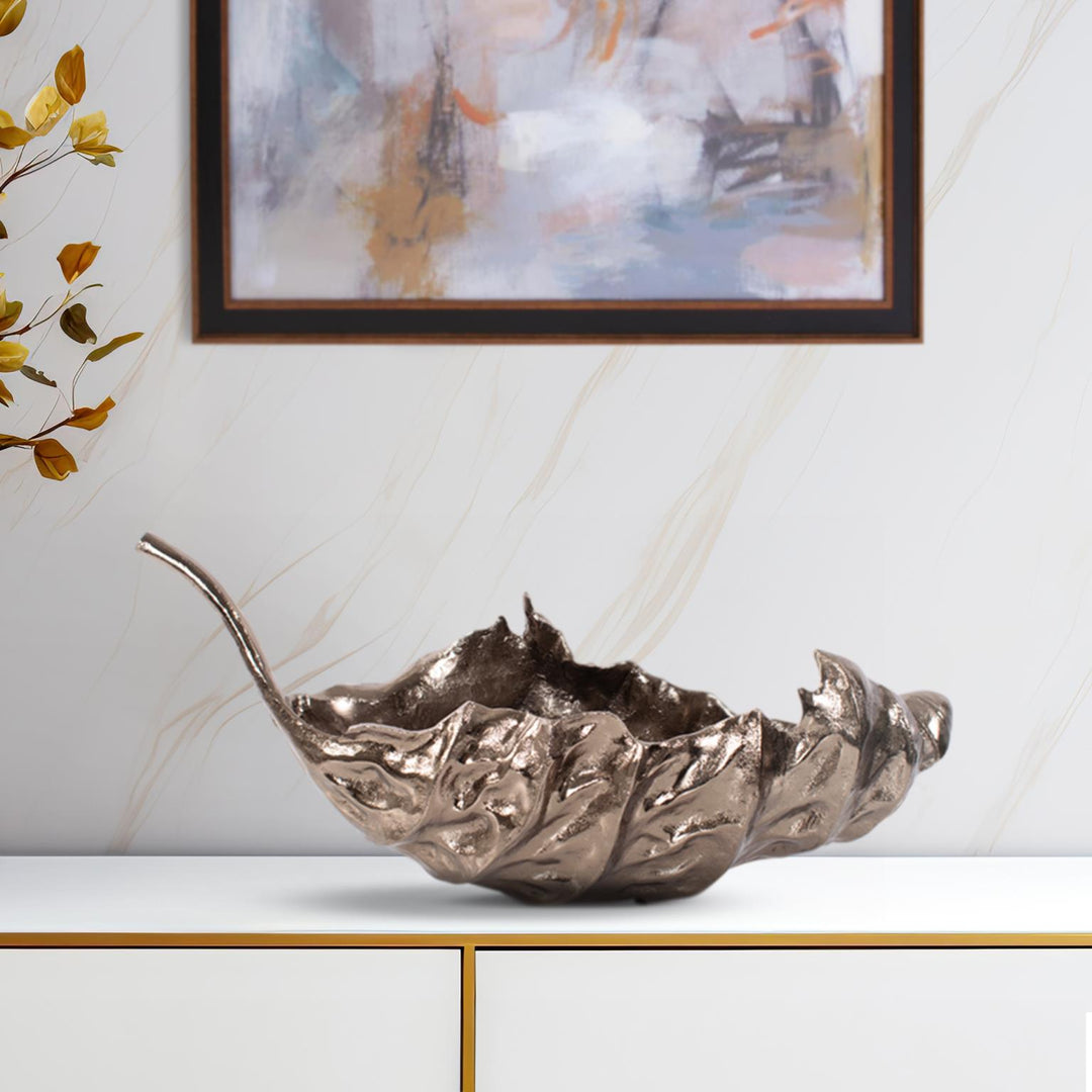 Howard Elliott Collection Aspen Leaf Cast Aluminum Bowl