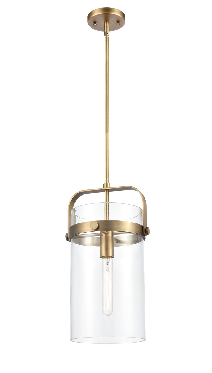 Innovations Lighting Pilaster 8" Mini Pendant - Brushed Brass Mini-Pendants Innovations Lighting Clear ; Glass Type: Transparent  