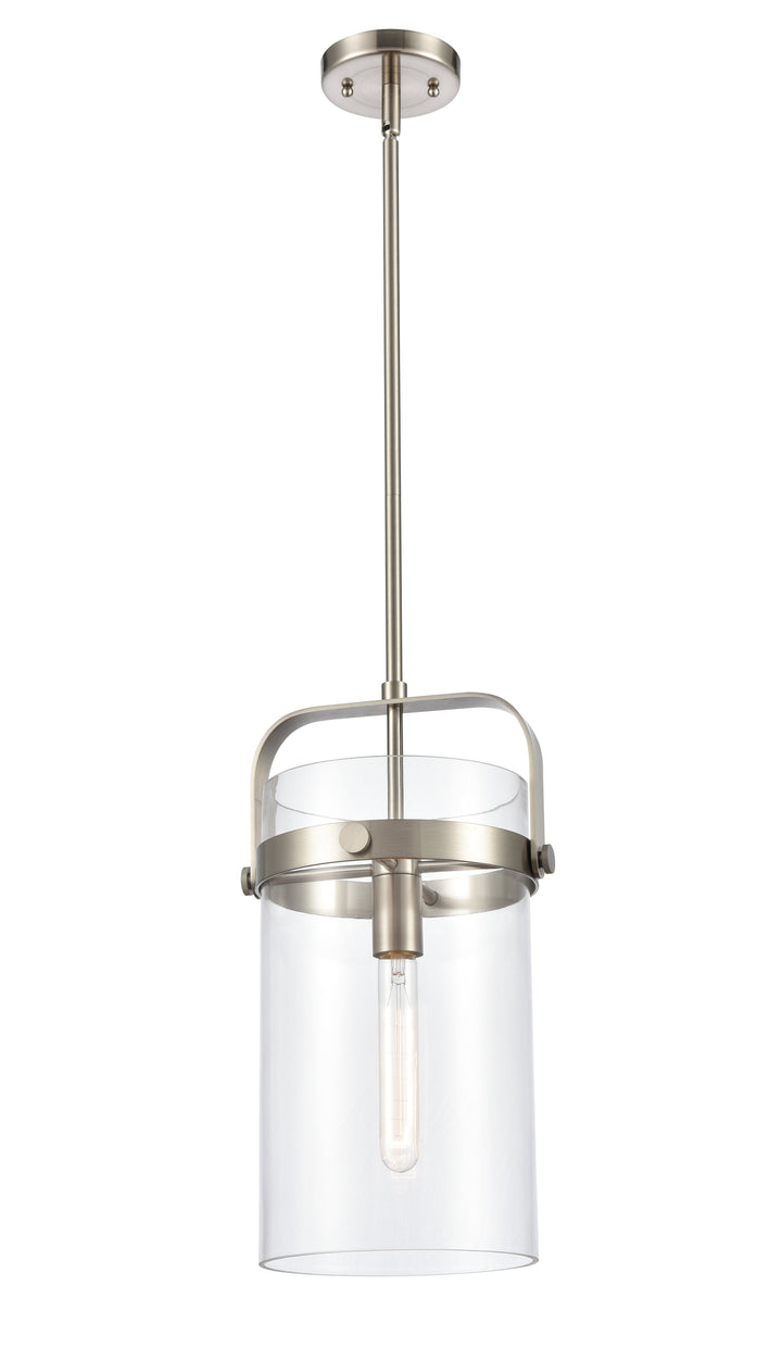 Innovations Lighting Pilaster 8" Mini Pendant - Satin Nickel Mini-Pendants Innovations Lighting Clear ; Glass Type: Transparent  