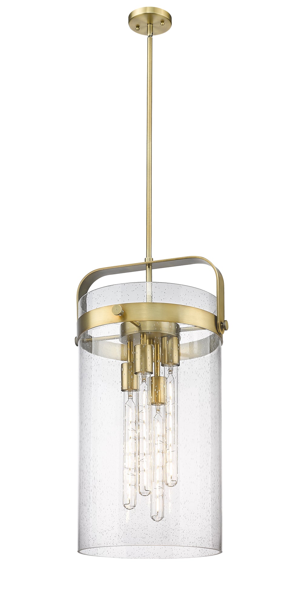 Innovations Lighting Pilaster 4" Pendant - Brushed Brass Pendants Innovations Lighting Seedy ; Glass Type: Seedy  