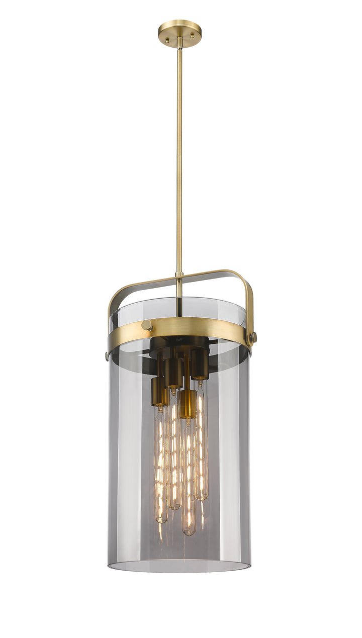 Innovations Lighting Pilaster 4" Pendant - Brushed Brass Pendants Innovations Lighting Light Smoke ; Glass Type: Smoked  