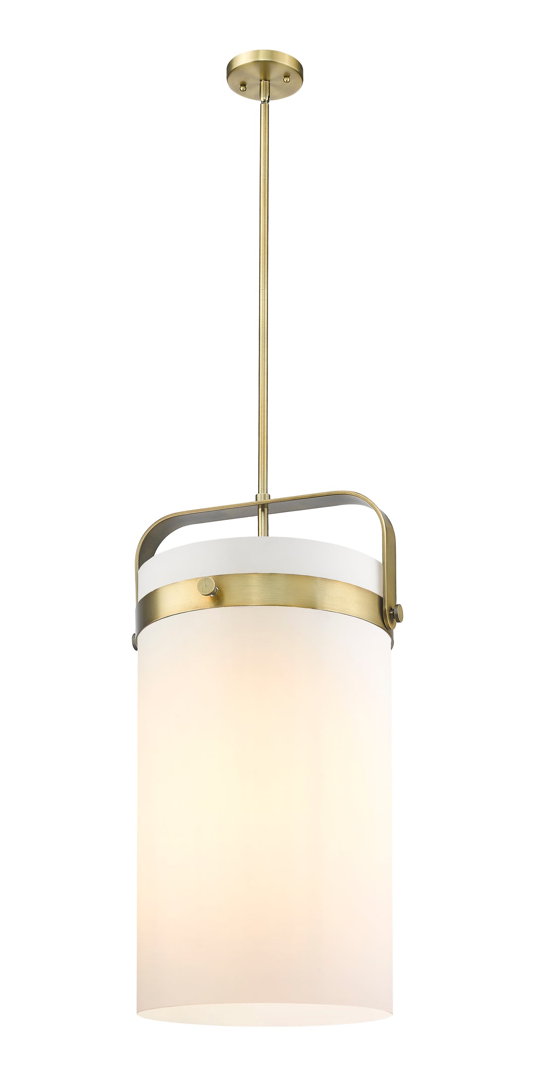 Innovations Lighting Pilaster 4" Pendant - Brushed Brass Pendants Innovations Lighting Cased Matte White ; Glass Type: Frosted  