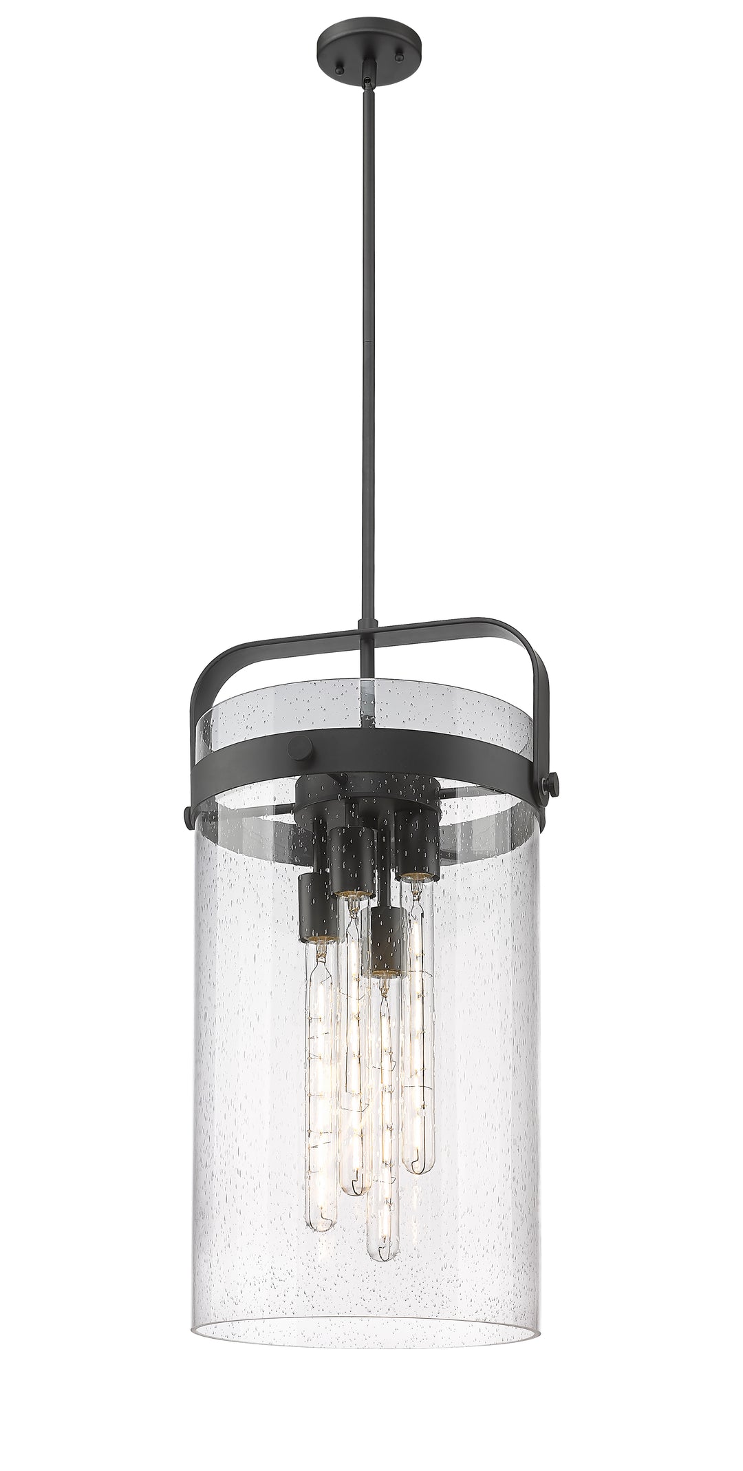 Innovations Lighting Pilaster 4" Pendant - Matte Black Pendants Innovations Lighting Seedy ; Glass Type: Seedy  