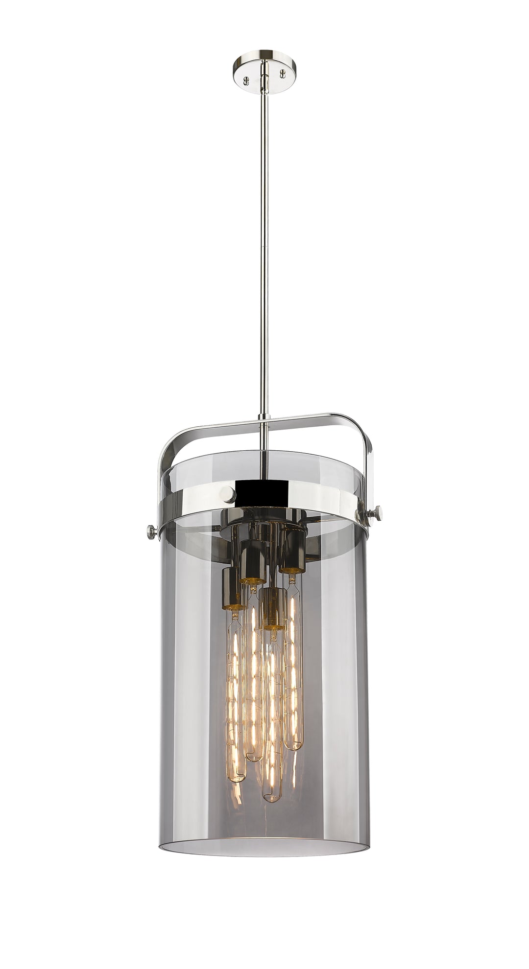 Innovations Lighting Pilaster 4" Pendant - Polished Nickel Pendants Innovations Lighting Light Smoke ; Glass Type: Smoked  