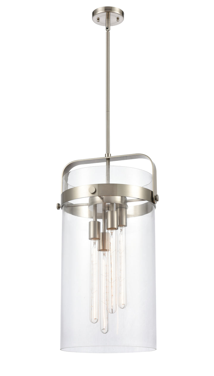 Innovations Lighting Pilaster 4" Pendant - Satin Nickel Pendants Innovations Lighting Clear ; Glass Type: Transparent  