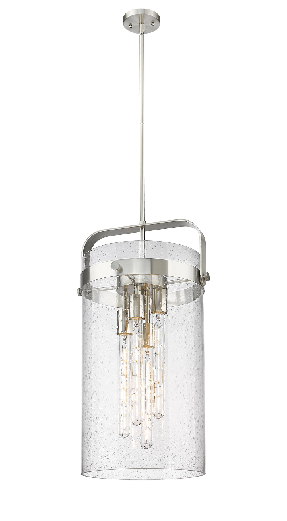 Innovations Lighting Pilaster 4" Pendant - Satin Nickel Pendants Innovations Lighting Seedy ; Glass Type: Seedy  