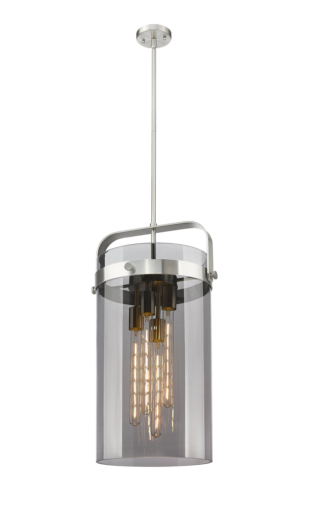 Innovations Lighting Pilaster 4" Pendant - Satin Nickel Pendants Innovations Lighting Light Smoke ; Glass Type: Smoked  