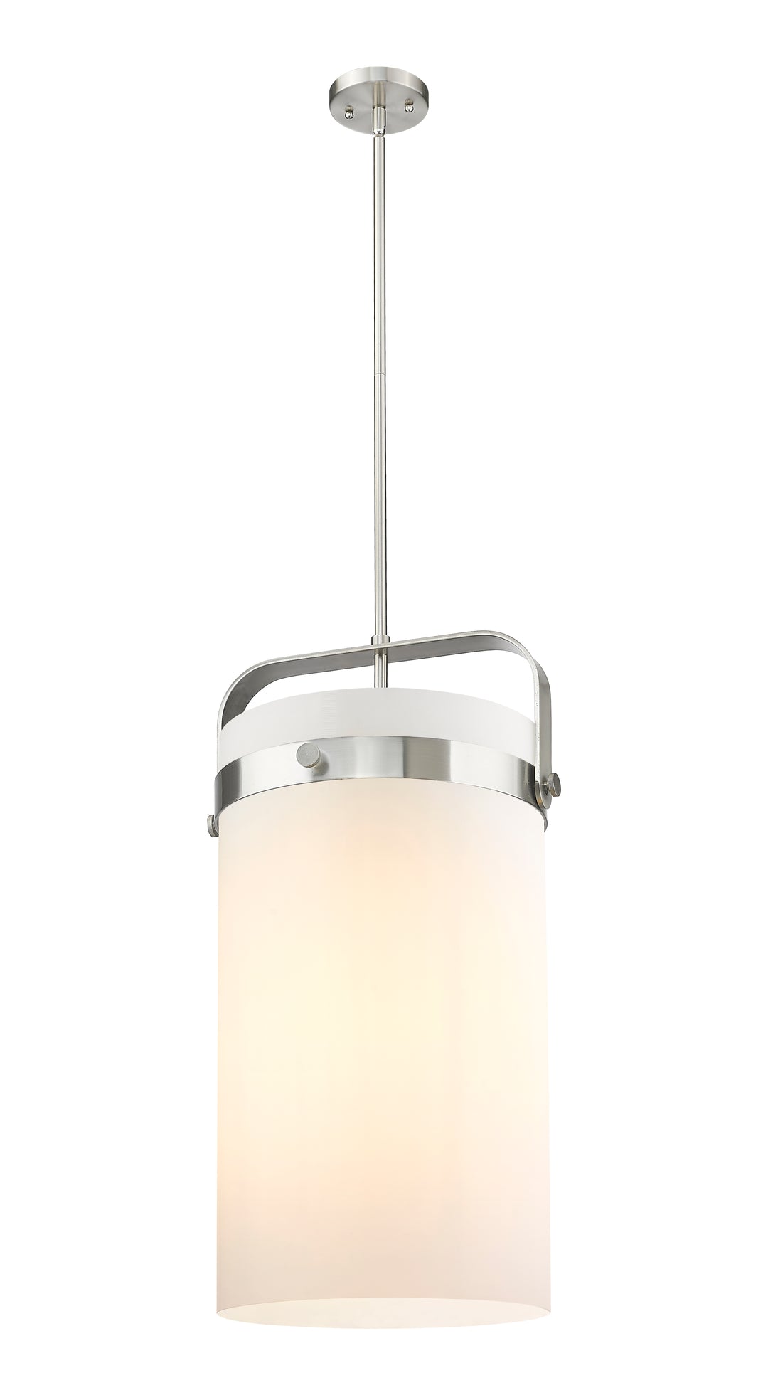 Innovations Lighting Pilaster 4" Pendant - Satin Nickel Pendants Innovations Lighting Cased Matte White ; Glass Type: Frosted  