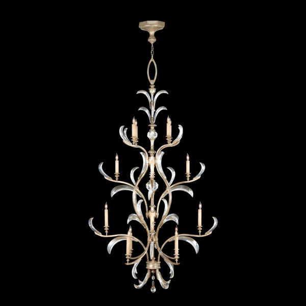 Fine Art Handcrafted Lighting Beveled Arcs 48"W Round Chandelier in Warm Muted Silver Leaf (704040ST)