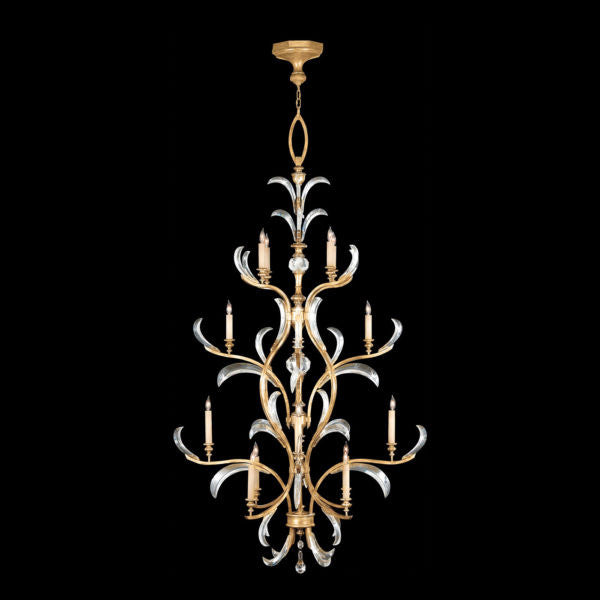 Fine Art Handcrafted Lighting Beveled Arcs 48"W Round Chandelier in Muted Gold Leaf (762940ST)