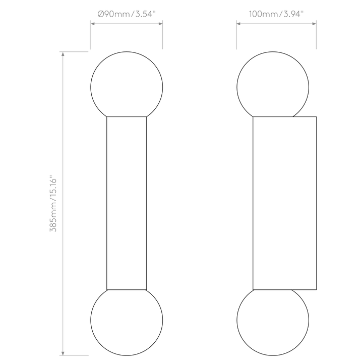 Astro Lighting Ortona Twin dimension diagram