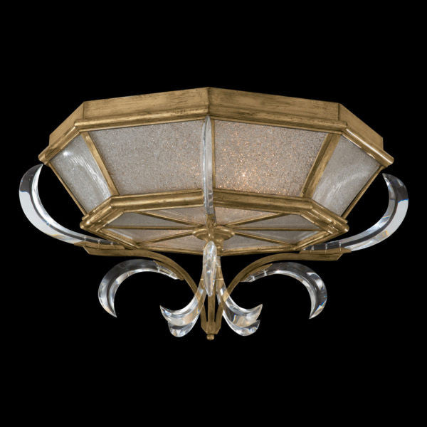 Fine Art Handcrafted Lighting Beveled Arcs 26"W Round Flush Mount in Muted Gold Leaf (767640ST)