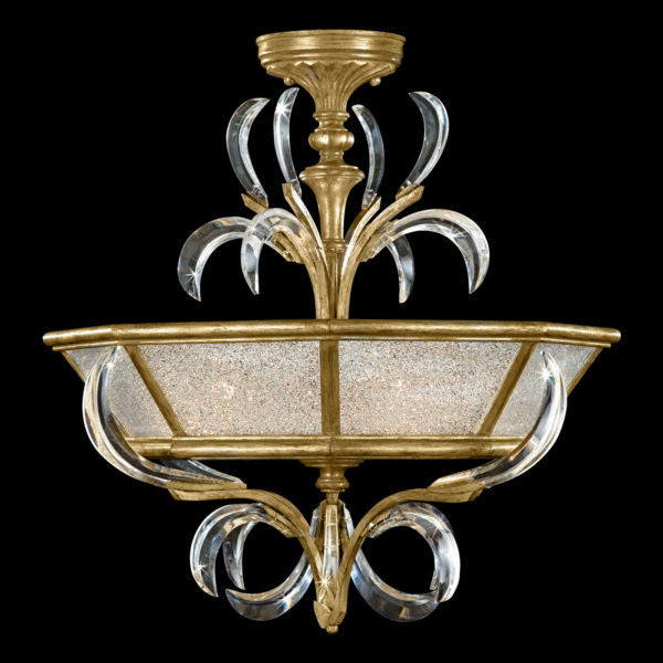 Fine Art Handcrafted Lighting Beveled Arcs 26"W Round Semi-Flush Mount in Muted Gold Leaf (767740ST)