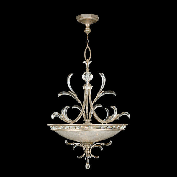 Fine Art Handcrafted Lighting Beveled Arcs 44"W Round Pendant in Warm Muted Silver Leaf (704440ST)