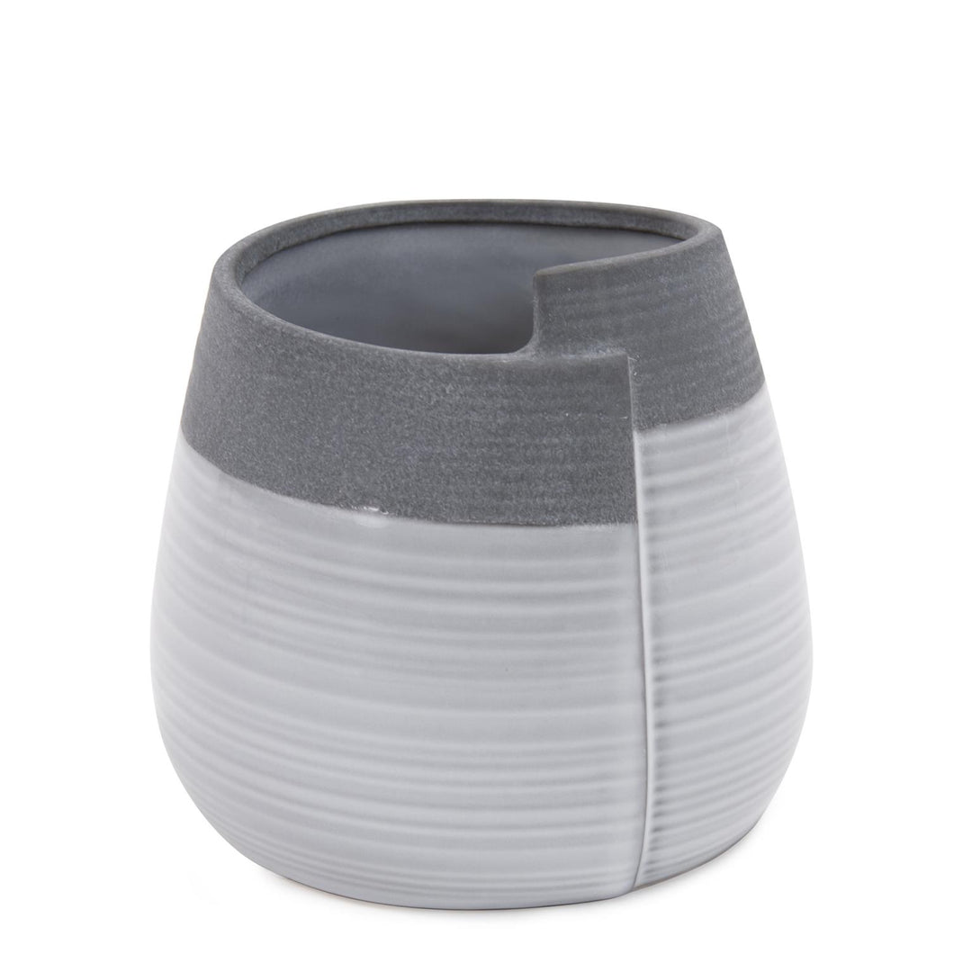 Howard Elliott Collection Rolled Two Tone Gray Vase, Small