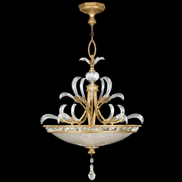 Fine Art Handcrafted Lighting Beveled Arcs 32"W Round Pendant in Muted Gold Leaf (761740ST)