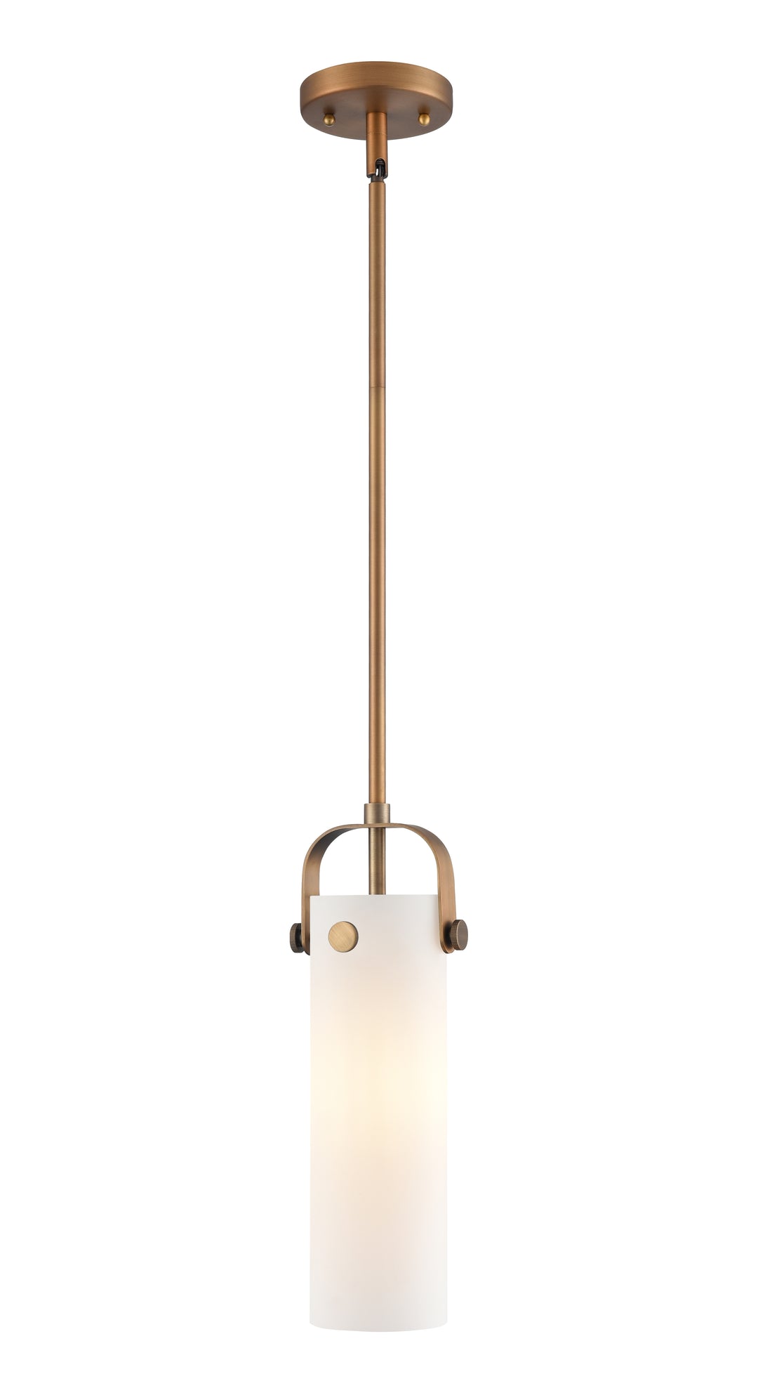 Innovations Lighting Pilaster II Cylinder 12" Pendant - Brushed Brass Pendants Innovations Lighting White ; Glass Type: Frosted  