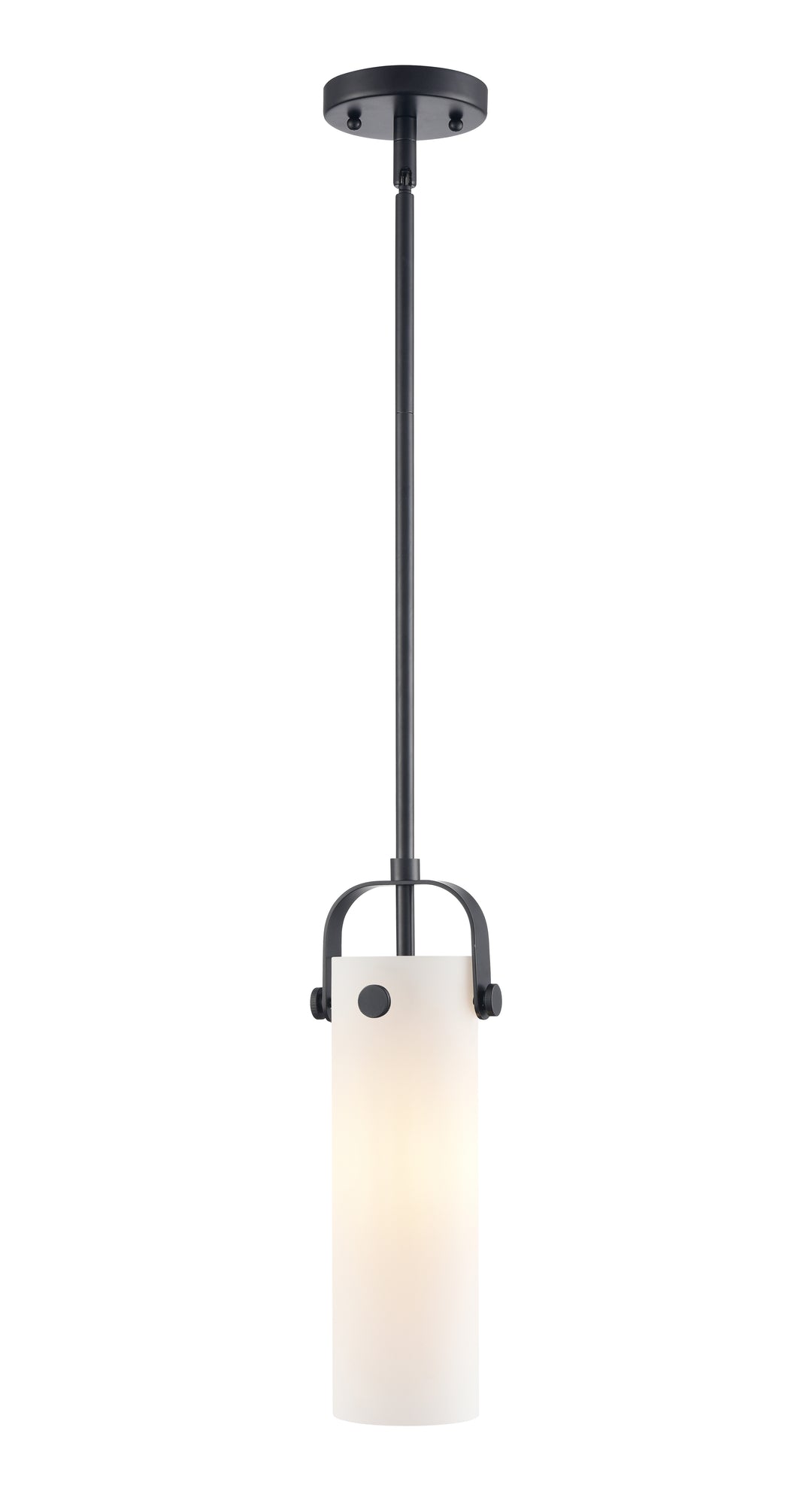 Innovations Lighting Pilaster II Cylinder 12" Pendant - Matte Black Pendants Innovations Lighting White ; Glass Type: Frosted  