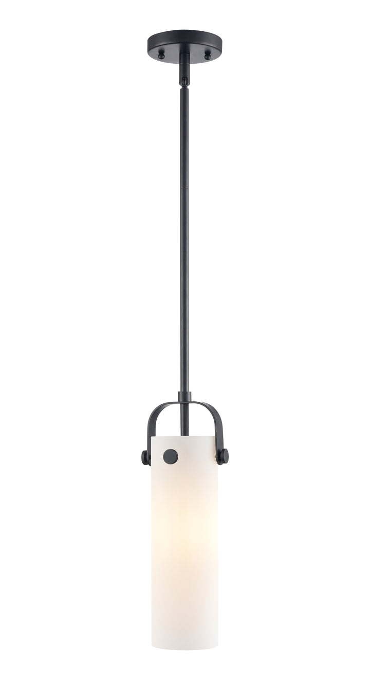 Innovations Lighting Pilaster II Cylinder 12" Pendant - Matte Black Pendants Innovations Lighting White ; Glass Type: Frosted  