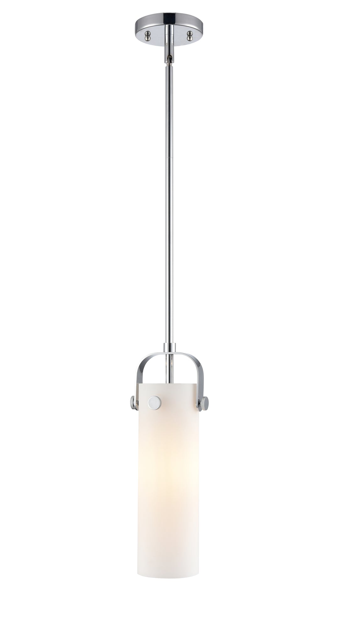 Innovations Lighting Pilaster II Cylinder 12" Pendant - Polished Chrome Pendants Innovations Lighting White ; Glass Type: Frosted  