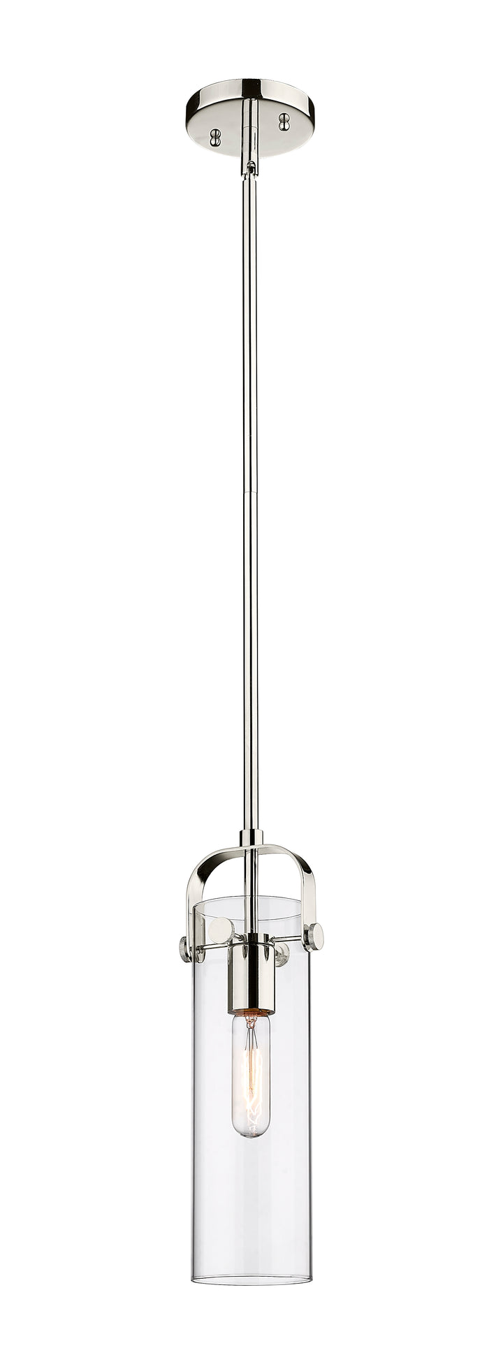 Innovations Lighting Pilaster II Cylinder 12" Pendant - Polished Nickel Pendants Innovations Lighting Clear ; Glass Type: Clear  