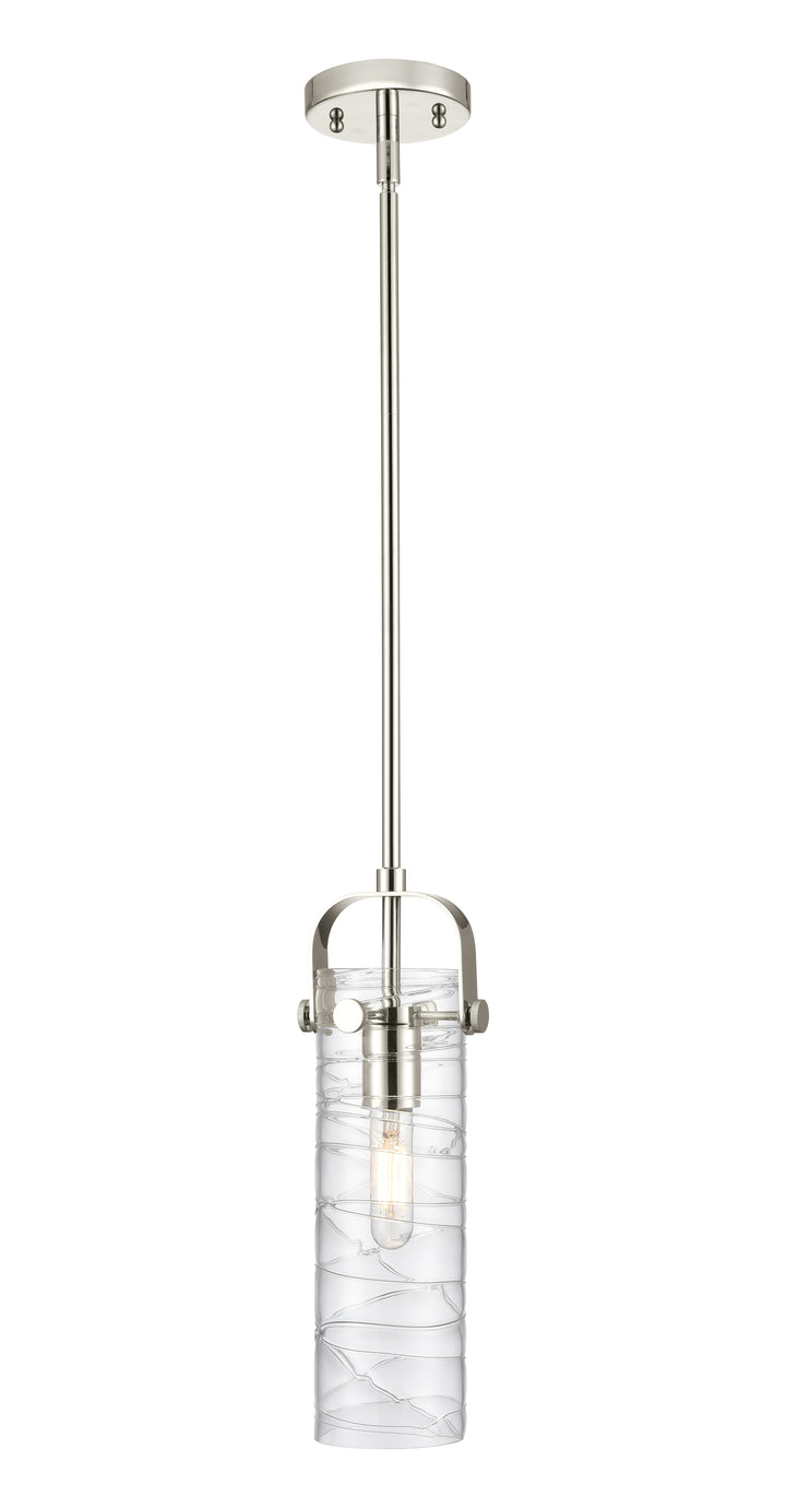 Innovations Lighting Pilaster II Cylinder 12" Pendant - Polished Nickel Pendants Innovations Lighting Deco Swirl ; Glass Type: Transparent  