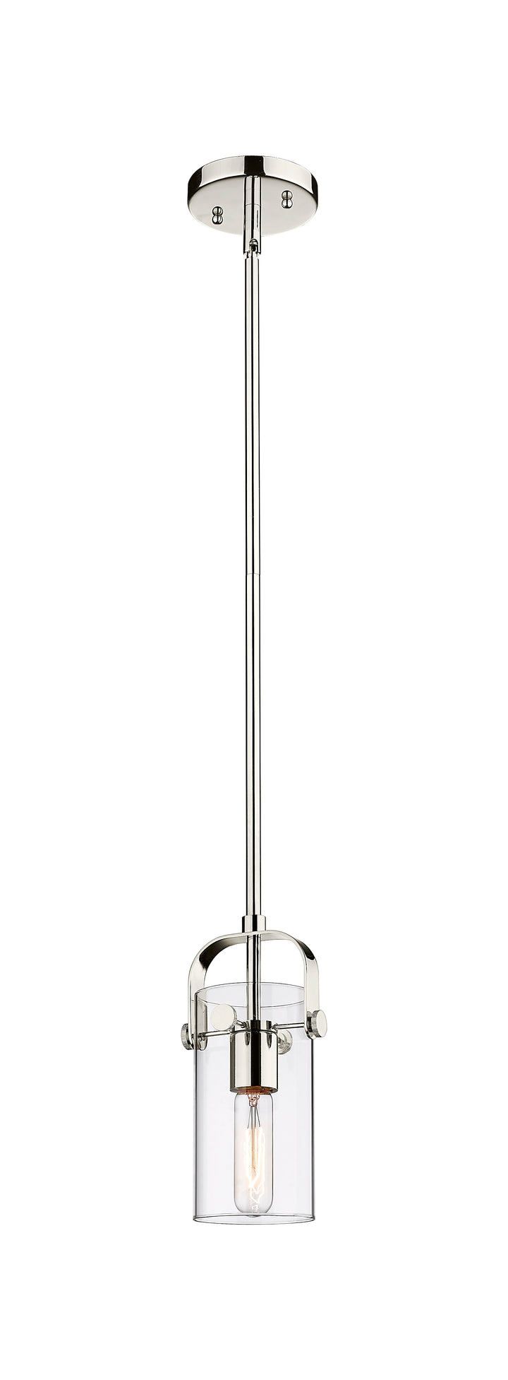 Innovations Lighting Pilaster II Cylinder 7" Pendant - Polished Nickel Pendants Innovations Lighting Clear ; Glass Type: Clear  