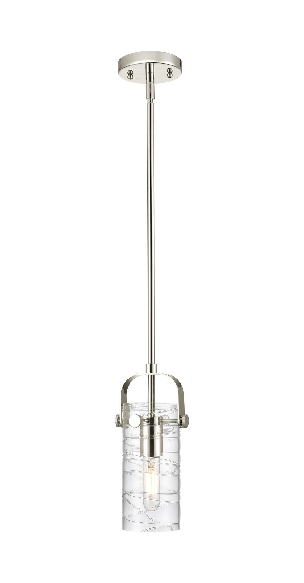 Innovations Lighting Pilaster II Cylinder 7" Pendant - Polished Nickel Pendants Innovations Lighting Deco Swirl ; Glass Type: Transparent  