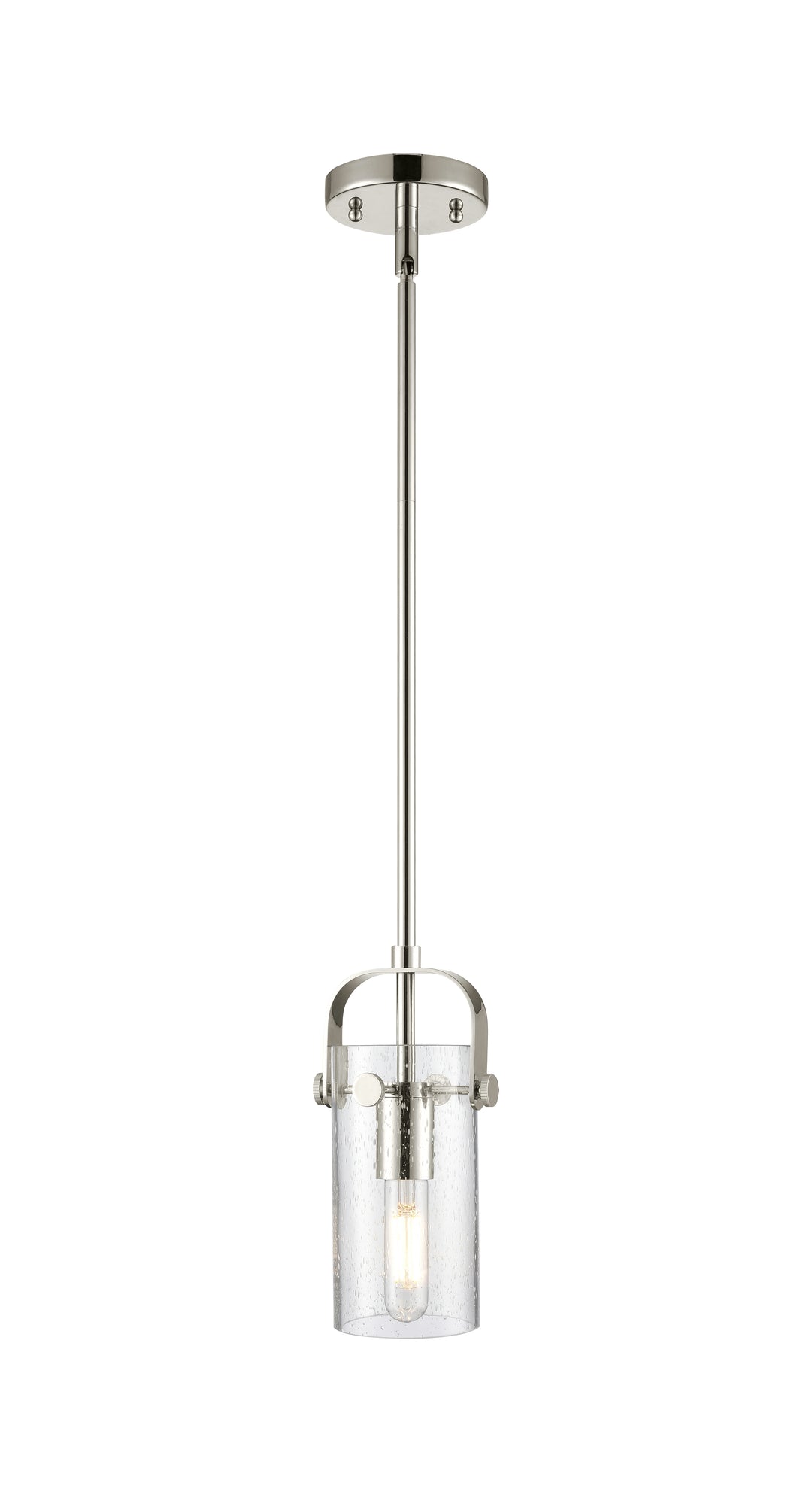 Innovations Lighting Pilaster II Cylinder 7" Pendant - Polished Nickel Pendants Innovations Lighting Seedy ; Glass Type: Seedy  