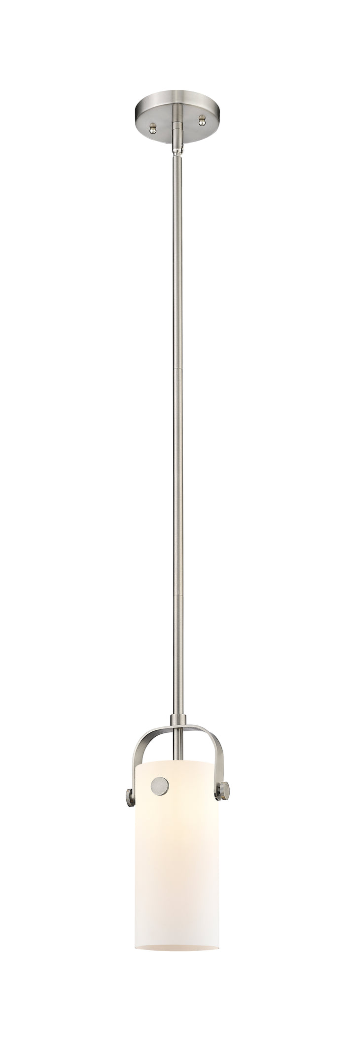 Innovations Lighting Pilaster II Cylinder 7" Pendant - Satin Nickel Pendants Innovations Lighting White ; Glass Type: Frosted  