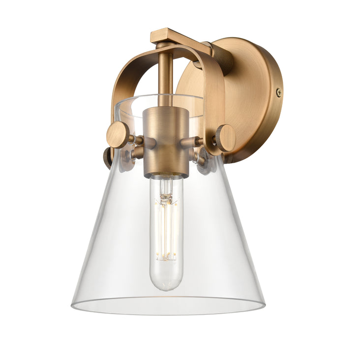 Innovations Lighting Pilaster II Cone 6" Sconce - Brushed Brass Wall Sconces Innovations Lighting Clear ; Glass Type: Clear  